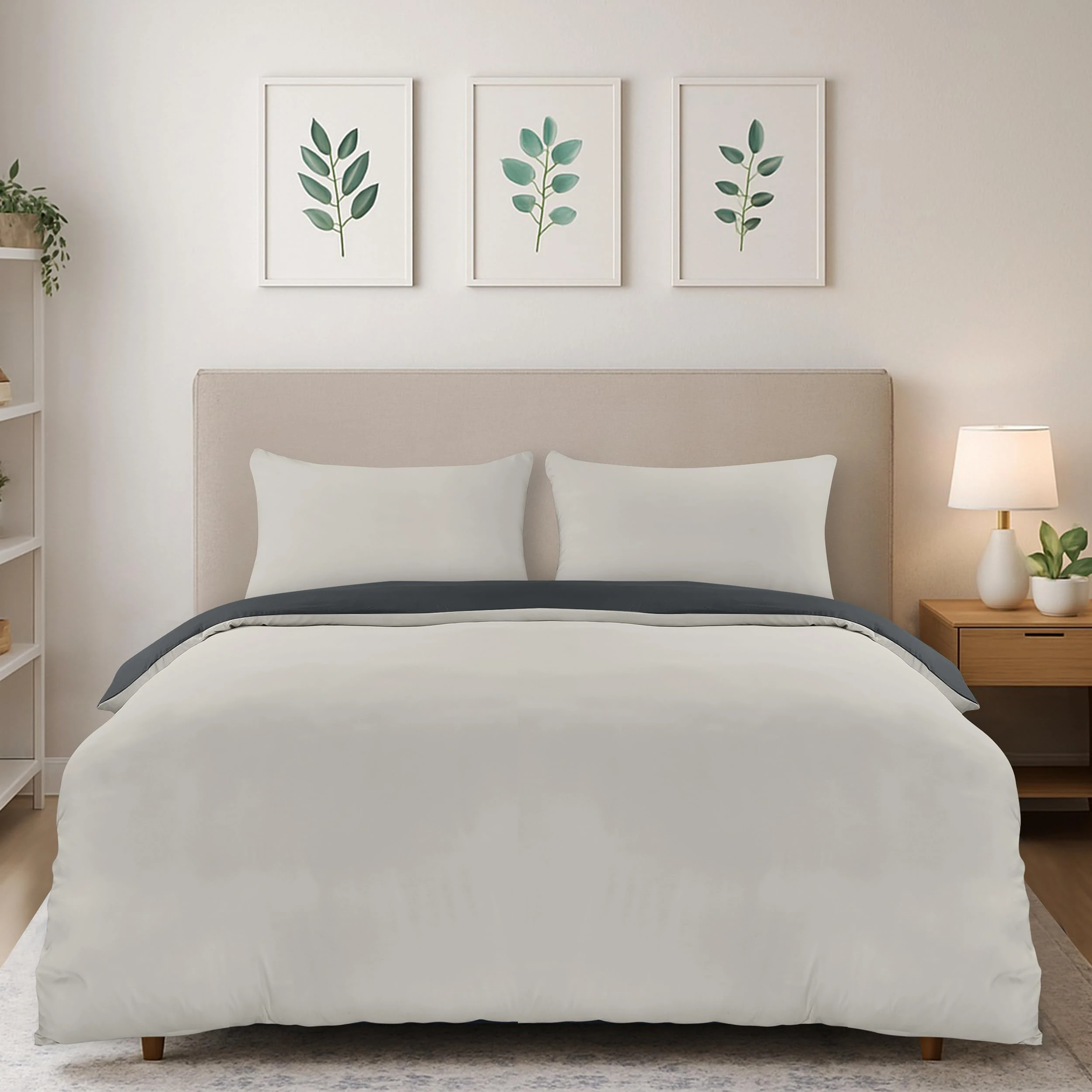 Utopia Bedding Duvet Cover Double - Soft Microfibre Polyester Duvet Cover with Pillow cases - Bedding Quilt Cover Set (Dark Grey/Light Grey)