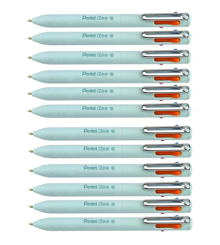 Pentel iZee 4 Colour Pen - Ink Colour: Orange, Pink, Sky Blue & Violet - Pack of 12 - Image 1