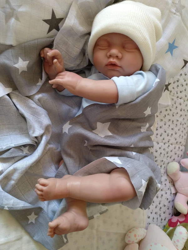 MIS MUÑECAS REBORNS Bebè Reborn Sleeping Juan, Silicone Vinyl with Hand-Painted Reds, Many Pleats, Great Realism, Feels Like a Real Baby, Made in Spain, 52 cm and 2.3 kg, Head and Members. - Image 1