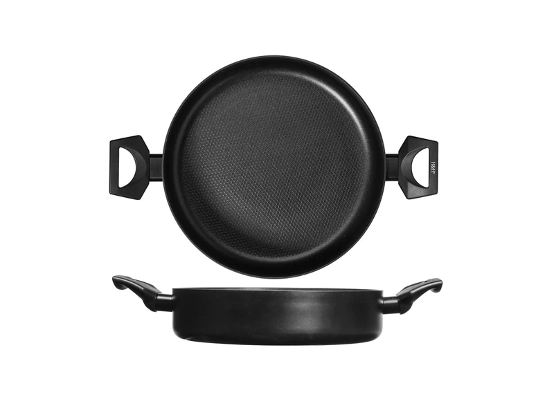 H&H All Blacks Aluminium Saucepan with Non-Stick Pfluon Coating, 24 cm, Honeycomb Inner Coating, Induction - Image 1