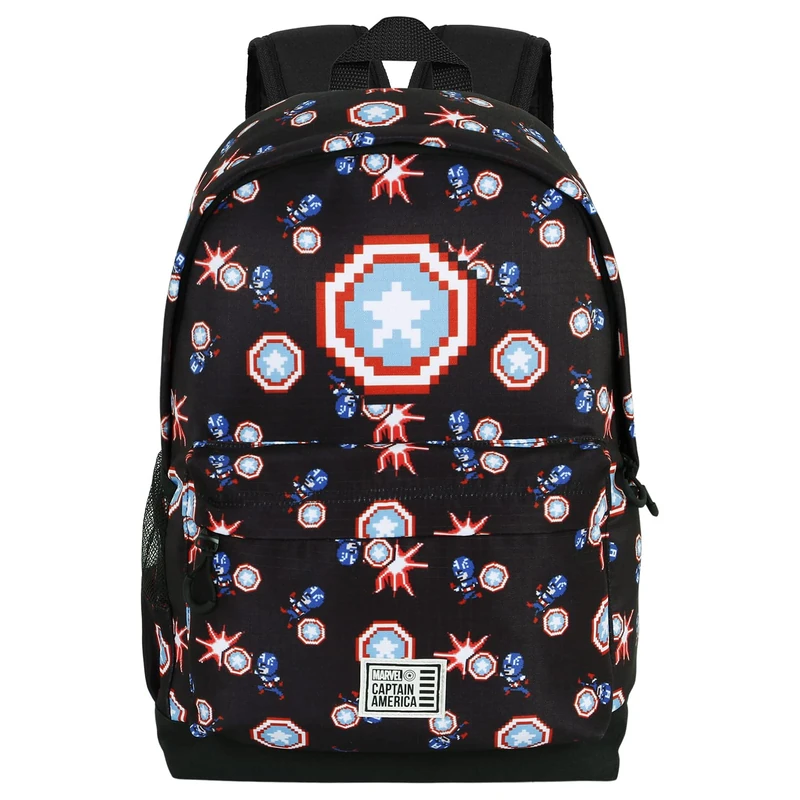 Marvel Captain America Captain Pixel-ECO Backpack 2.0, Black, 17 x 32 x 44 cm, Capacity 22.5 L