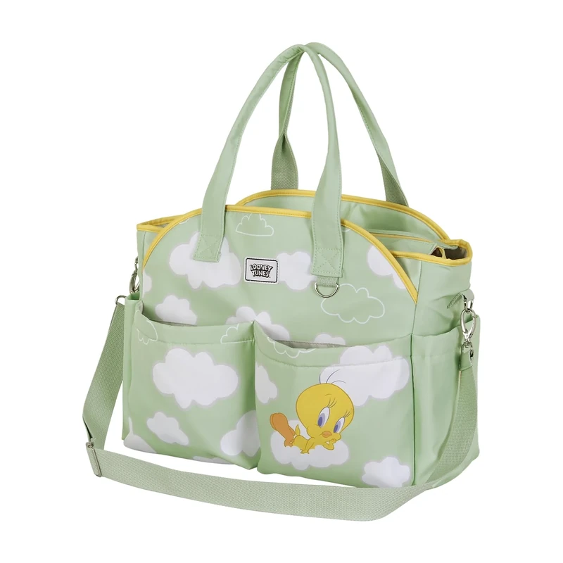 Tweety Clouds-Mommy Baby Stroller Bag, Green, 44 x 32 cm