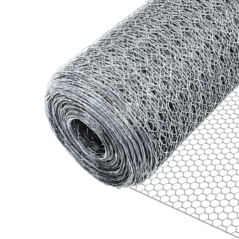 VOUNOT Chicken Wire Mesh Roll, Galvanized Hexagonal Wire Mesh Fencing, Wire Poultry Netting, 1m x 50m, Hole Size: 25mm, Silver