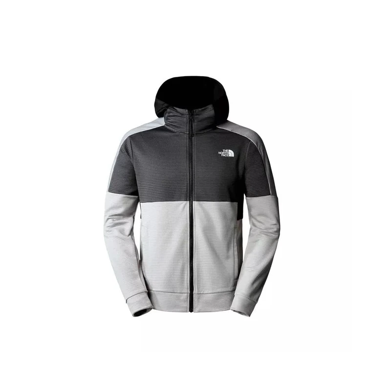 The North Face Men's Full Zip Fleece T-Shirt, Meld Grey-Asphalt Grey-TNF Black, XS