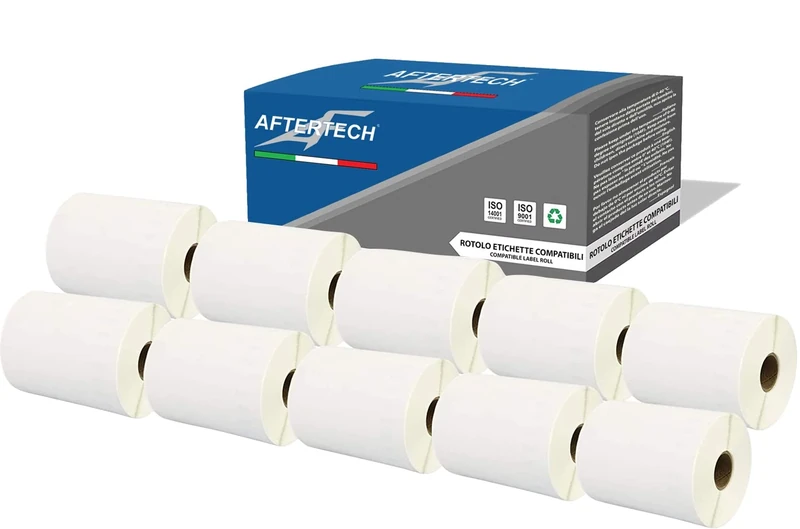Aftertech 10 x 4XL 104 x 159 mm Compatible Adhesive Labels Rolls (220 Labels/Roll = 2200 Total) for Dymo LabelWriter Seiko SLP Printer Labeling Machines S0904980 1744907 10 x 4XL