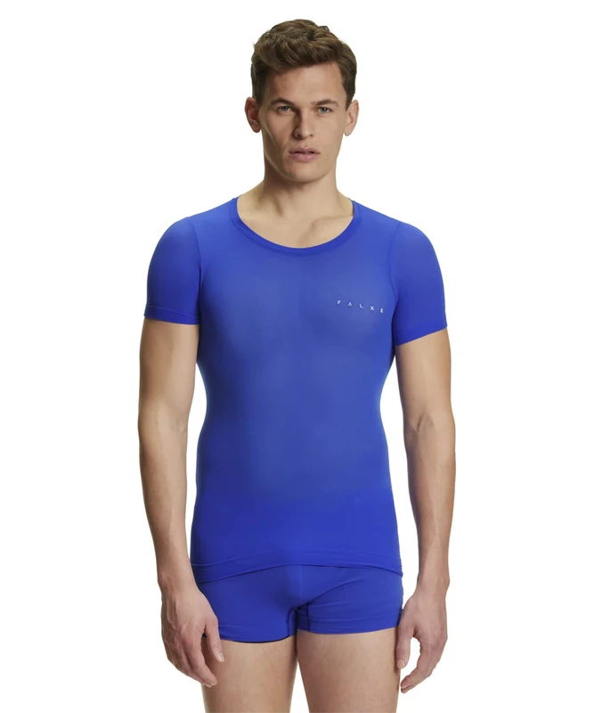 FALKE Men's Ultralight Cool Round Neck M S/s Ts Functional Yarn Quick Dry 1 Piece Base Layer Top, Blue Yve 6714, S