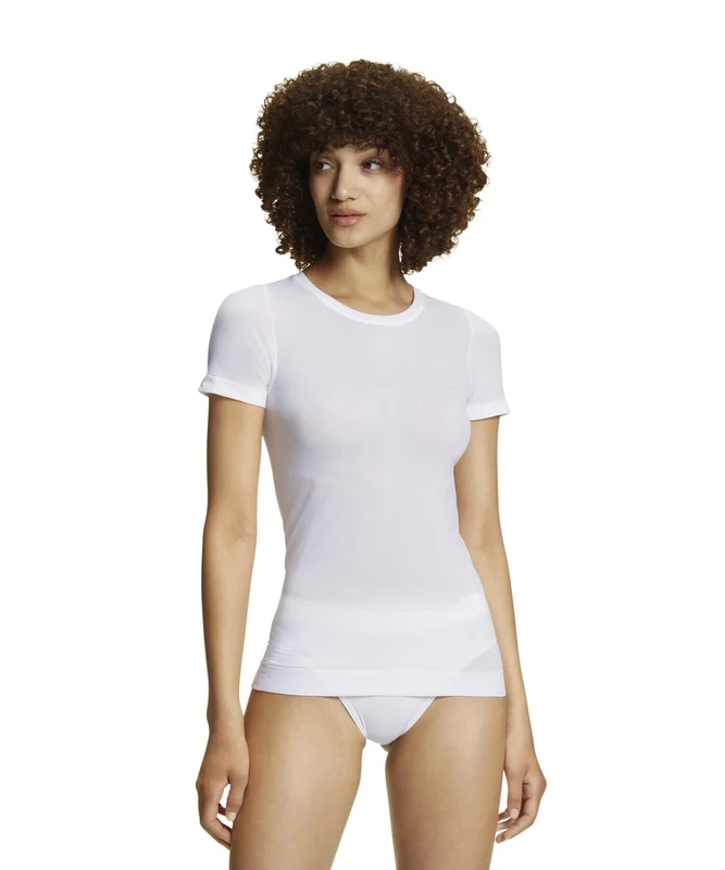 FALKE Women's Ultralight Cool Round Neck W S/s Ts Functional Yarn Quick Dry 1 Piece Base Layer Top, White 2860, XS