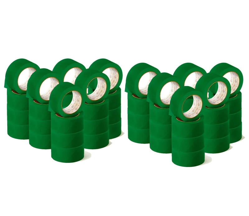 OFITURIA Green Adhesive Tape for Packing and Organising Your Boxes and Shipments Seal in Various Bright Colours 66m x 48mm (48 Units - Green)