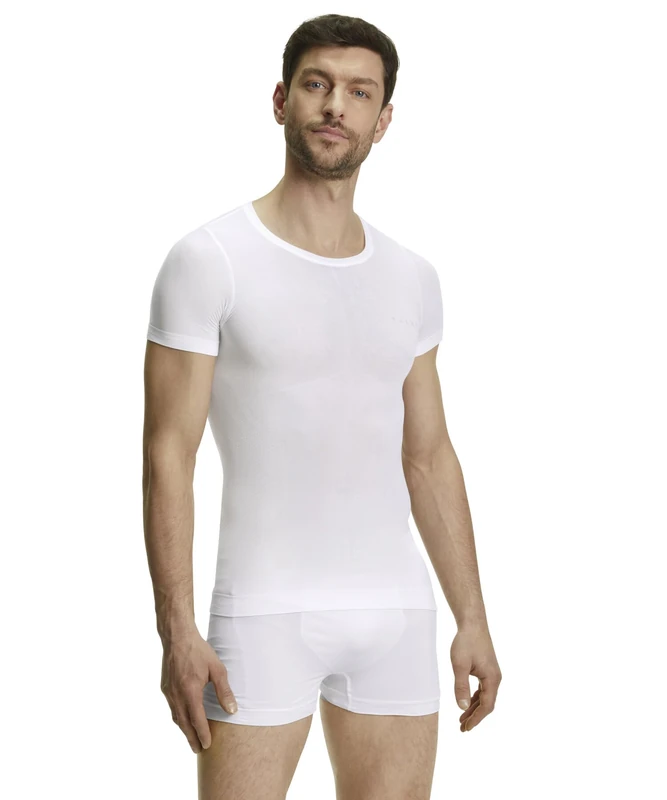 FALKE Men's Ultralight Cool Round Neck M S/s Ts Functional Yarn Quick Dry 1 Piece Base Layer Top, White 2860, M