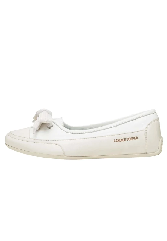 Candice Cooper Candy Bow Vintage Leather Ballet Flats, White, 7.5 UK