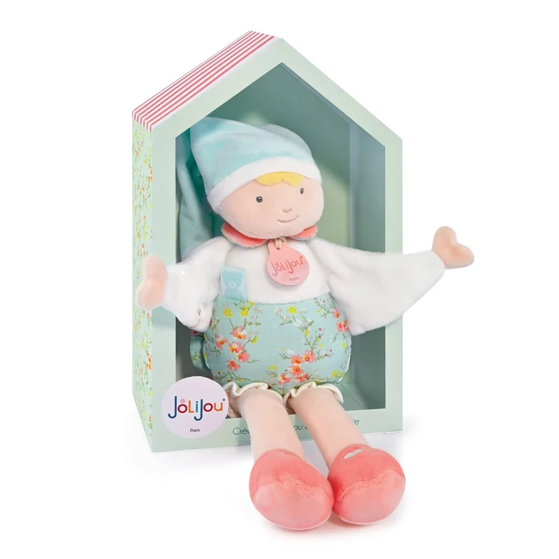 Jolijou - Les Petit Guilis - Almond Colour Cuddly Toy - Blue - 30 cm - Baby Gift - Beautiful Gift Box - JJ6046