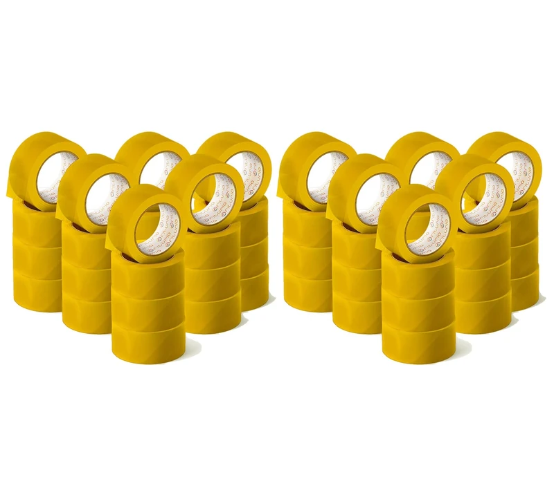 OFITURIA Yellow Adhesive Tape for Packing and Organising Your Boxes and Shipments, Seal in Various Bright Colours 66 m x 48 mm (48 Units - Yellow)