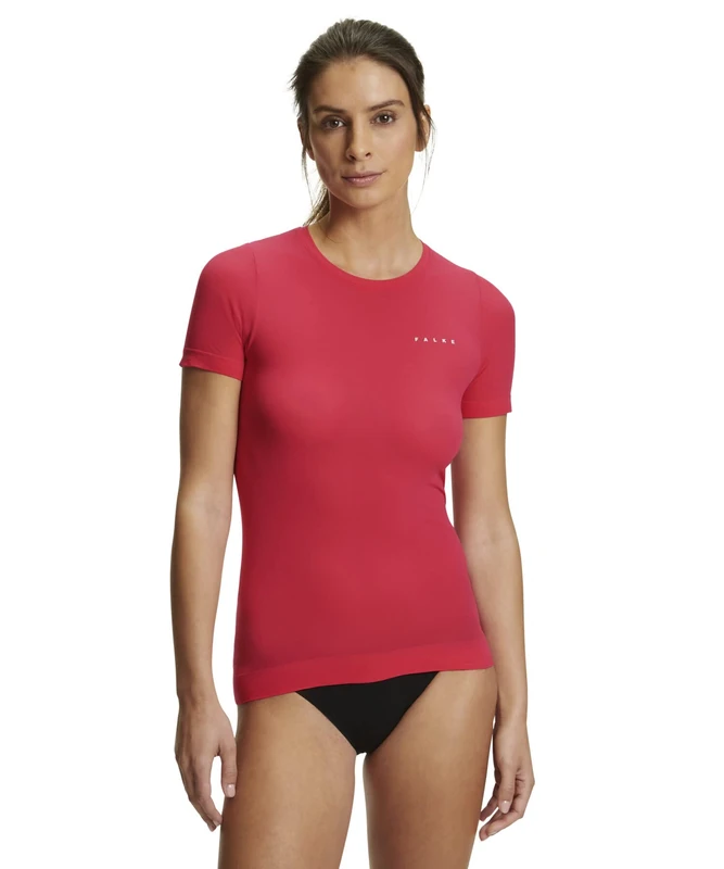 FALKE Women's Ultralight Cool Round Neck W S/s Ts Functional Yarn Quick Dry 1 Piece Base Layer Top, Red Rose 8564, S