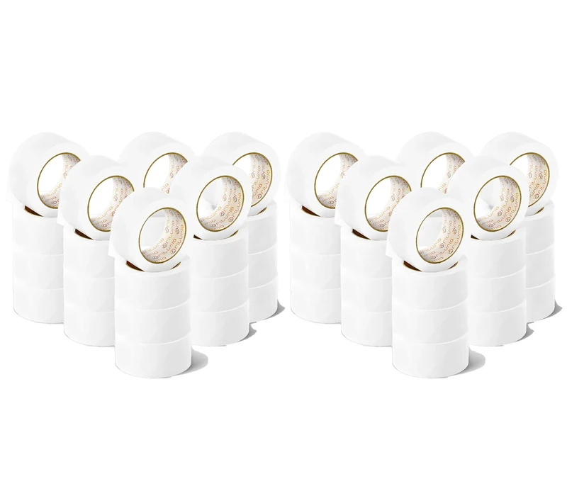 OFITURIA Adhesive Tape, White Colour, Adhesive Tape for Packing and Organising Your Boxes and Shipments, Seal in Various Bright Colours, 66 m x 48 mm (48 Units - White)