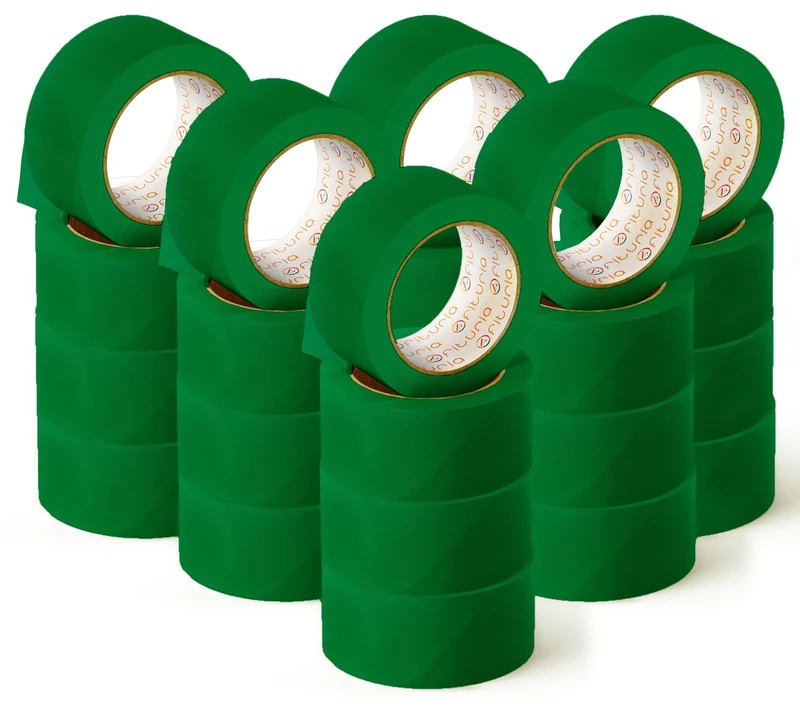 OFITURIA Adhesive Tape Green Colour Tape for Packing and Organising Your Boxes and Shipments Seal in Various Bright Colours 66m x 48mm (24 Units - Green)