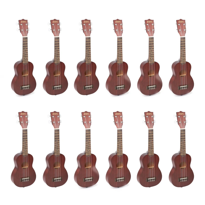 Soprano ukulele 12 pack in natural with black bags