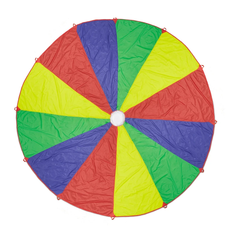 Relaxdays Play Parachute, for Children, 6m Diameter, 12 Handles, Rainbow, Outdoor, XXL, Sports Equipment, Multicoloured