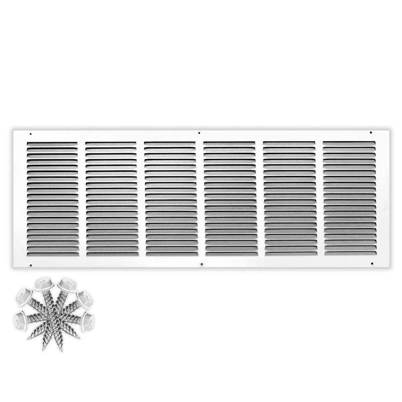 30"w X 14"h Steel Return Air Grilles - Sidewall and Ceiling - HVAC Duct Cover - White [Outer Dimensions: 31.75"w X 15.75"h]