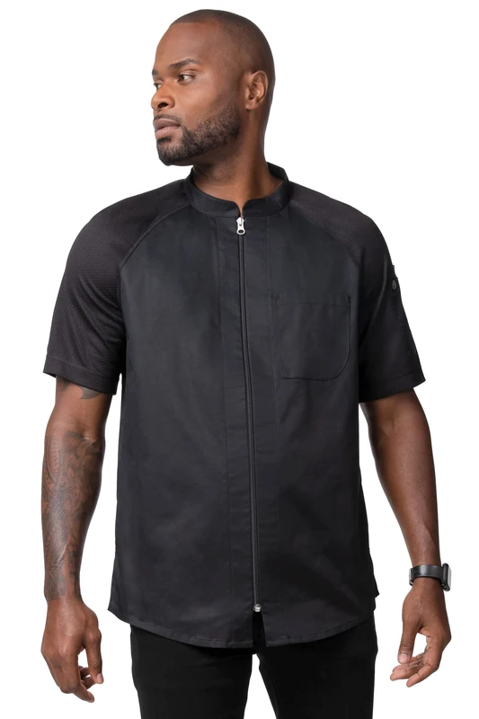Chef Works Men's Arcadia Chef Coat, Black, XXL