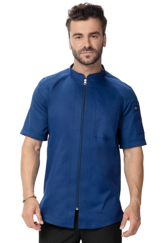 Chef Works Men's Arcadia Chef Coat, Ocean Blue, S