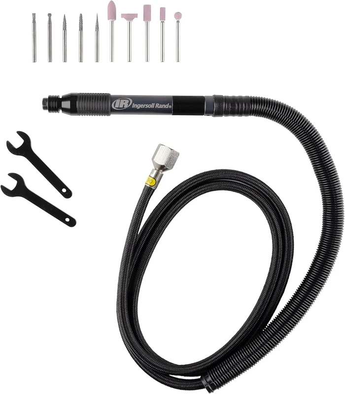 Ingersoll Rand Pencil Grinder Kit 320PGK, Power Tool for Grinding, Final Cleaning and Polishing, Incl. 5 Mounted Points, 5 Carbide Burrs and Hard Case