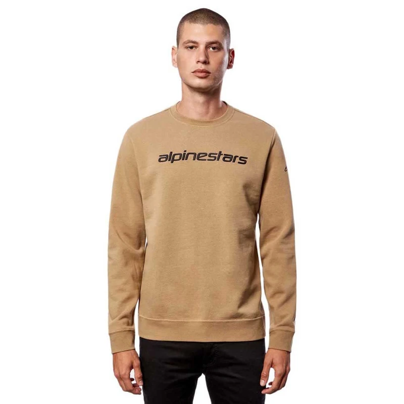 Alpinestars Men's Linear Crew Sweatshirt Pullover Sweater, Sand/Black, XXL