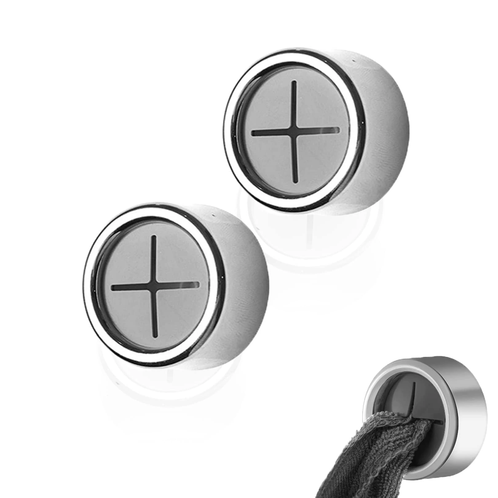 2pcs Tea Towel Holders, Premium Adhesive Towel Hooks,Round Tea Towel Hooks,Push in Suction Hand Towel Holder Set,Self Adhesive Towel Hanger,Towel Holders for Kitchen Bathroom and Home