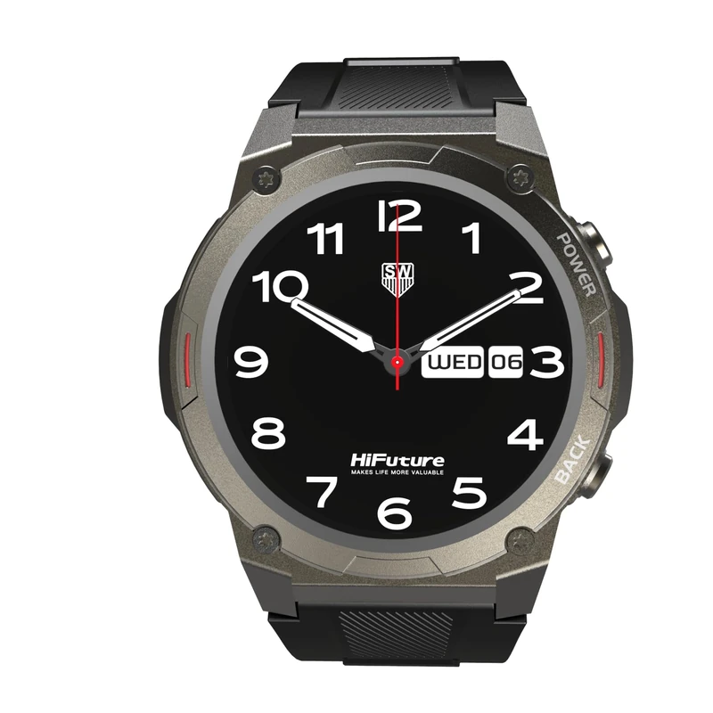 HiFuture FutureGo MIX2 Bluetooth Calling Smartwatch, Sleep & Health Fitness Tracking, IP68 Waterproof, Long Battery Life, 1.96" IPS Display - Black