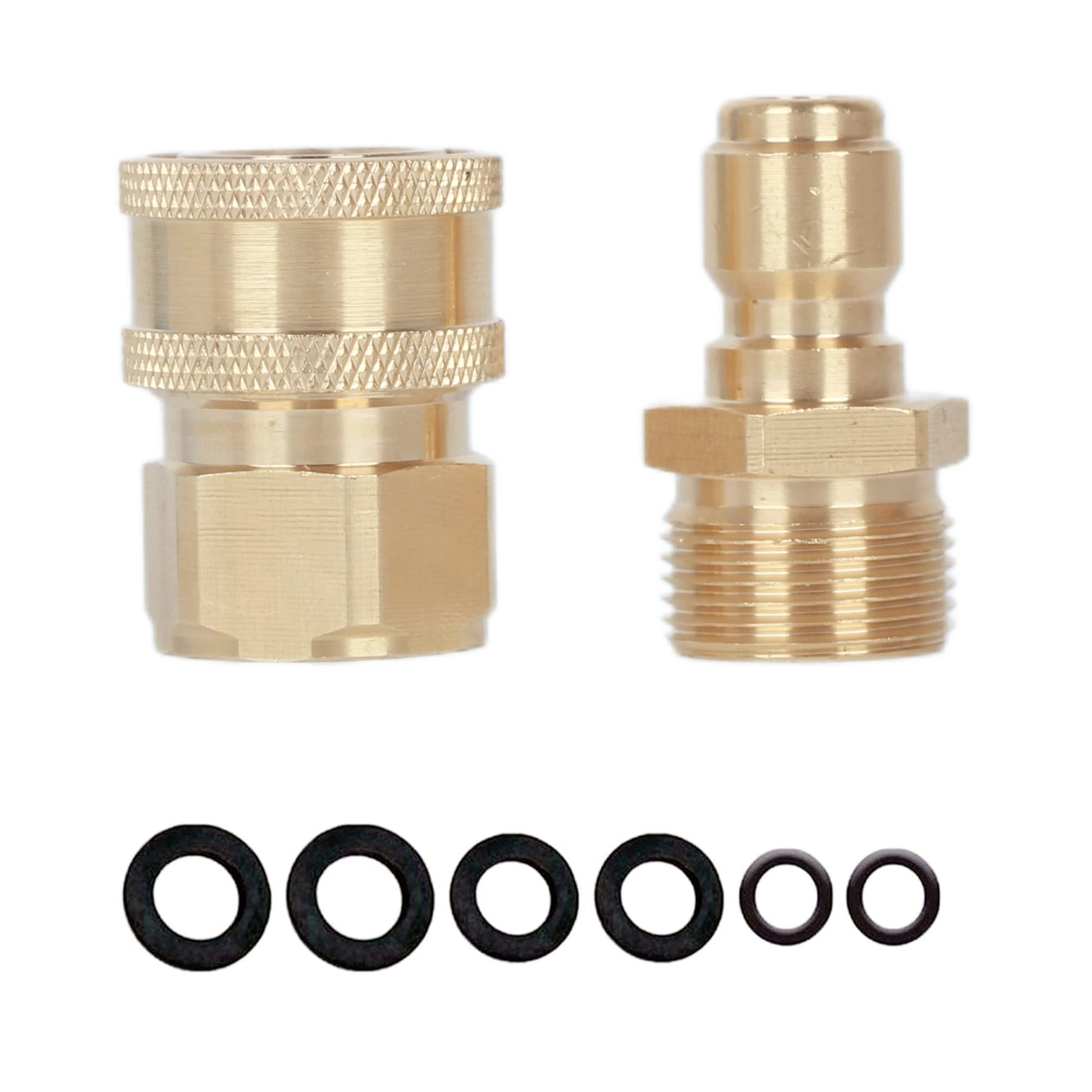 Brass Pressure Washer Hose Adapter Set, Quick Connector Coupling Kit, Fittings M22 Male Threaded Garden Hose Tap Connector Adaptor for Car Washing Spray Gun