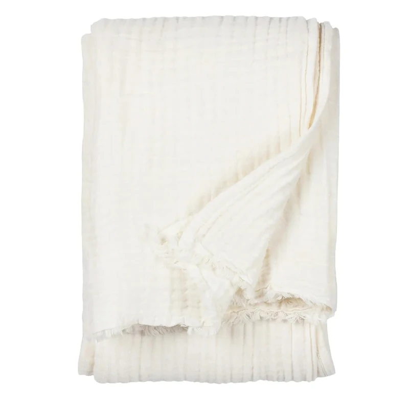 Yard Lark Large Crinkle Cotton Throw, White, 240 x 260cm