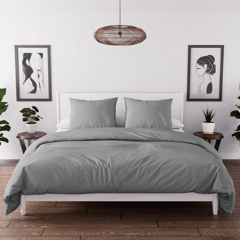 Intemporel Bohemian Washed Microfibre Single Bedding Duvet Cover Set, 260 x 240 cm, Grey