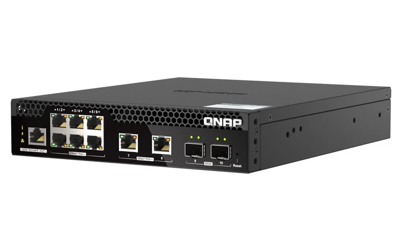 QNAP 10-Port Layer 2 Web Managed Half-Width Rackmount PoE++ Switch for SMB Network Deployment