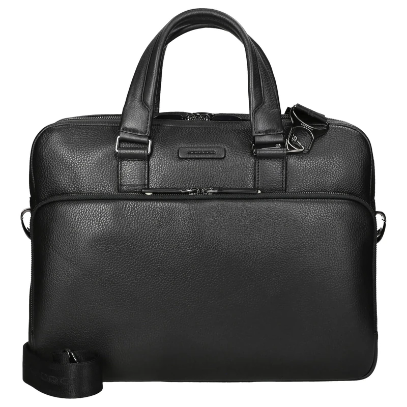 Piquadro Cartella in Pelle e Tessuto, Briefcase in leather and fabric,