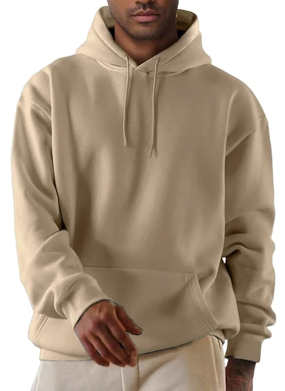 EUDOLAH Women and Men Y2K Oversized Pure Fleece Hoodie Casual Wear with Pocket Aesthetic Sweatshirt Pullover Hooded Sweater(Medium,1Khaki)