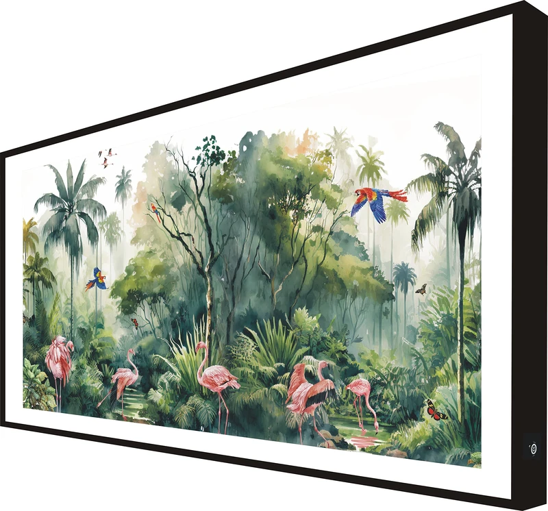 CCRETROILUMINADOS Tropical Backlit Black Lacquered Wood Frame Picture