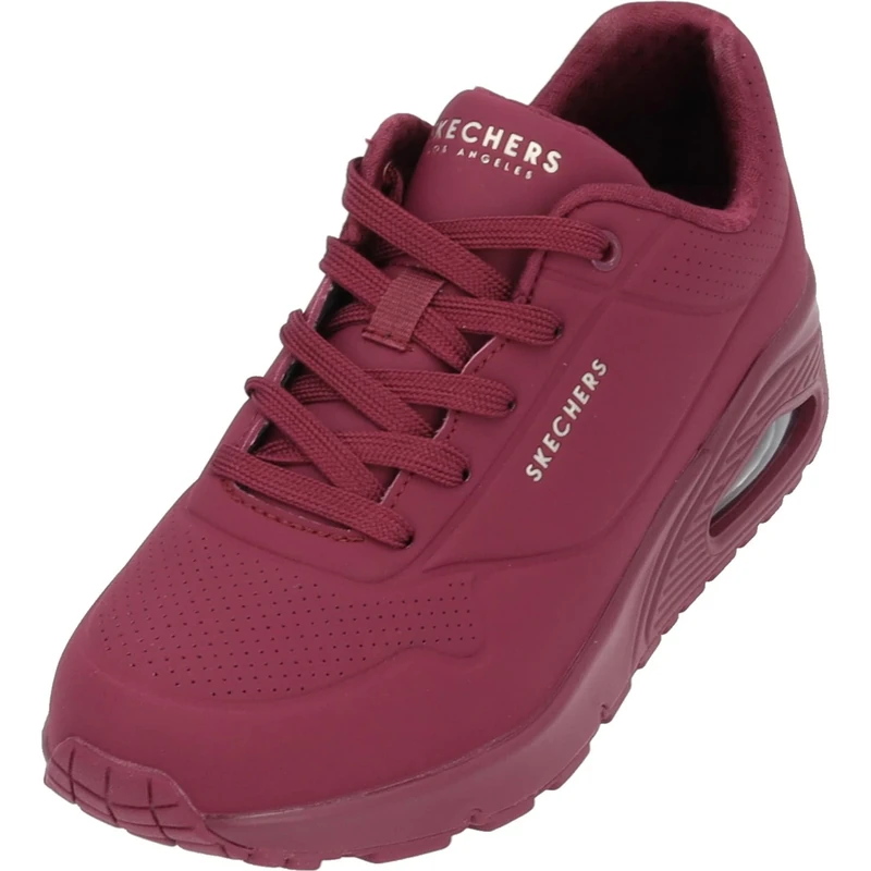 Skechers Women's Uno Stand on Air Sneaker, Plum Durabuck Mesh, 5.5 UK