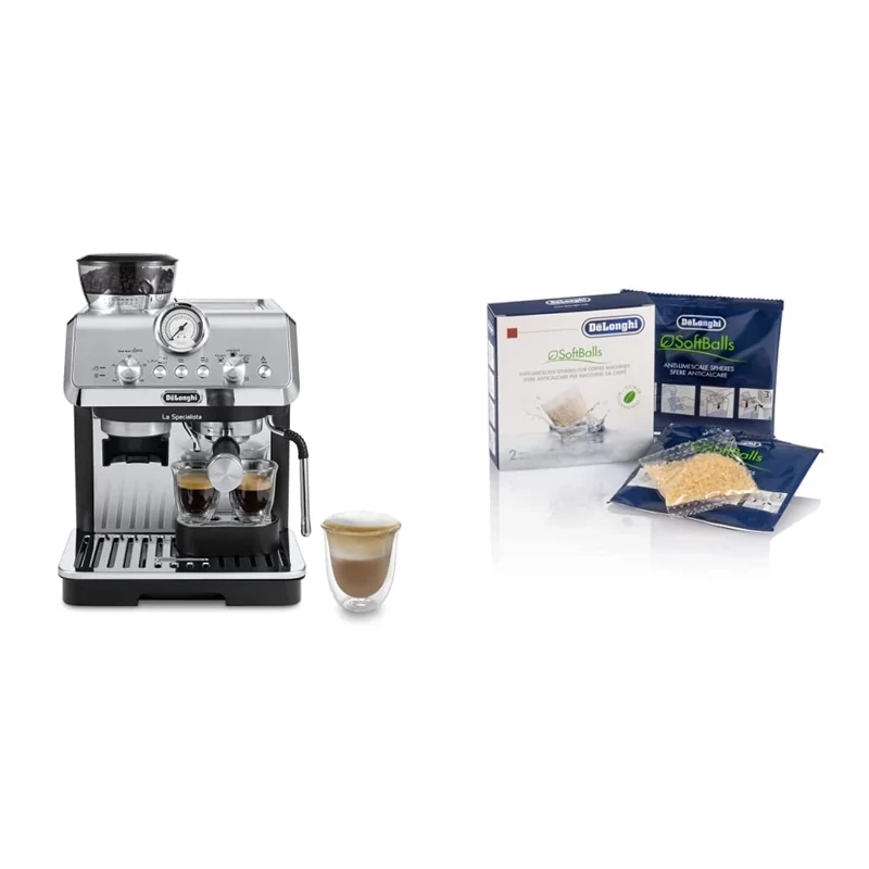 De'Longhi La Specialista, Barista Pump Espresso Machine, Bean to Cup Coffee and Cappuccino Maker, EC9155.MB, 1450W, Metal & oftballs, 2 bags, balls prevent the formation of limestone water