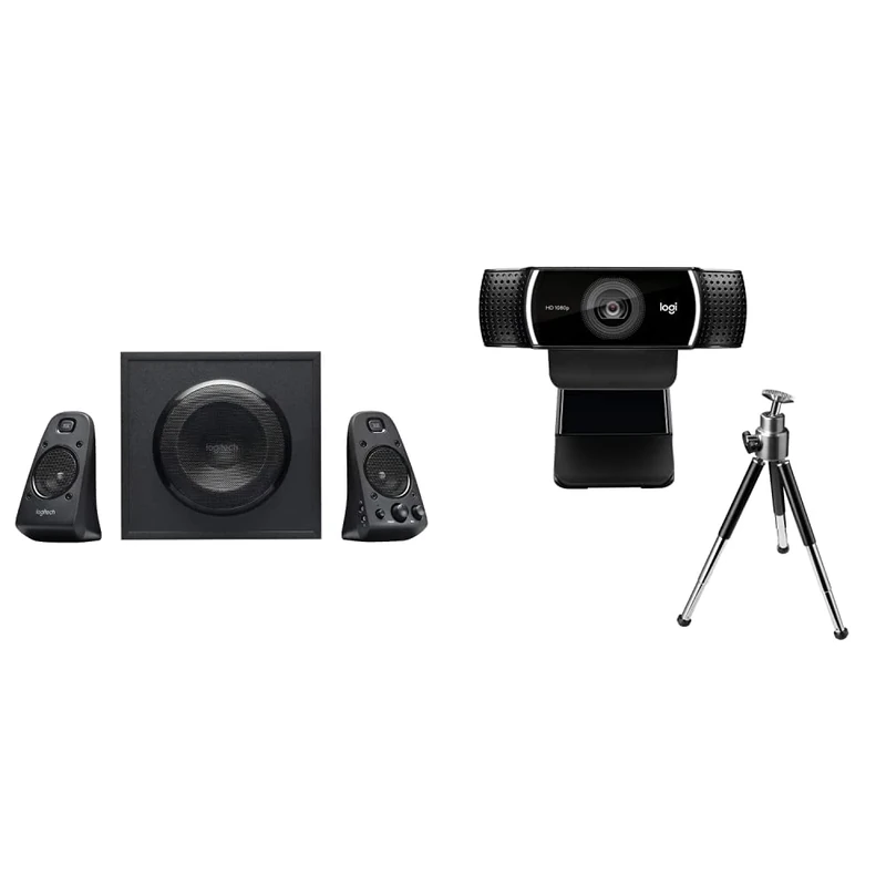 Logitech Z623 THX 2.1 Speaker System, Black & C922 Pro Stream Webcam, HD 1080p/30fps or HD 720p/60fps Hyperfast Streaming, Stereo Audio, HD light correction, Autofocus, For YouTube, Twitch, Black