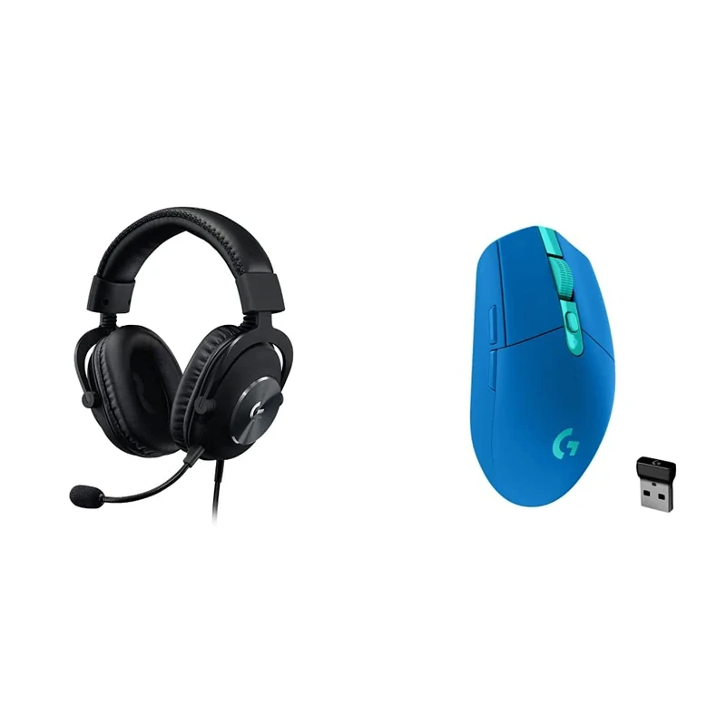 Logitech G PRO X Gaming-Headset, Over-Ear Headphones - Black & 05 LIGHTSPEED Wireless Gaming Mouse, HERO 12K Sensor, 12,000 DPI, Lightweight, 6 Programmable Buttons, Blue