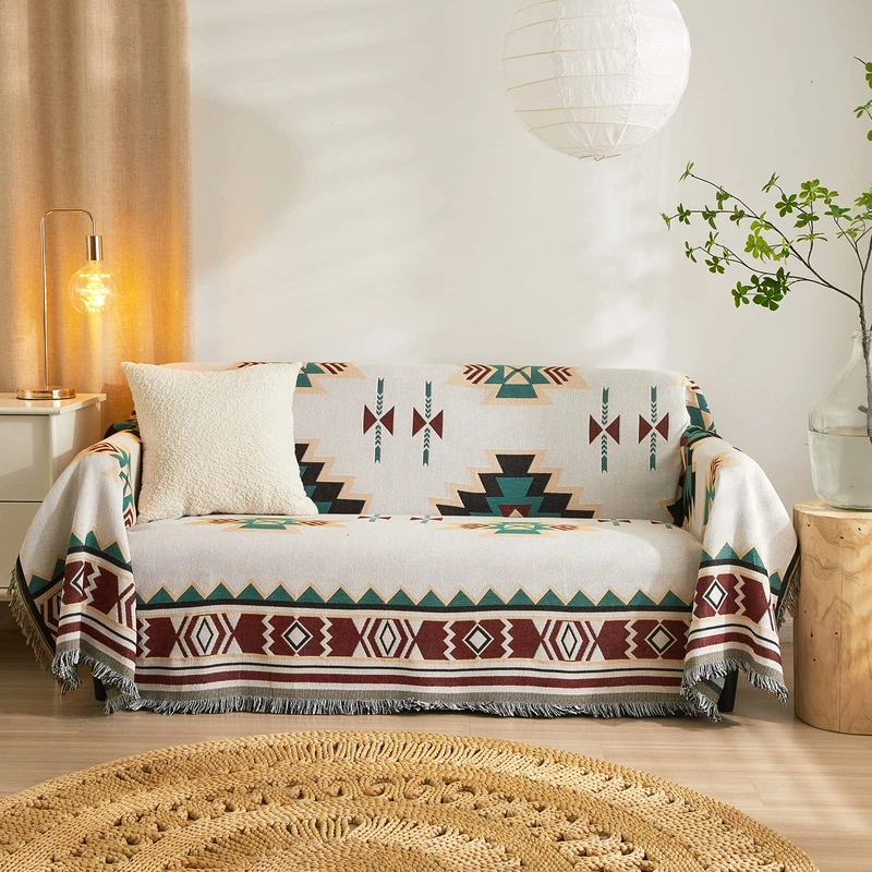 ROOMLIFE Aztec Sofa Cover Living Room Furniture Covers, Rustic Home Decor, Sectional Sofa Covers, Soft and Cozy Pet Friendly Sofa Covers, 70 x