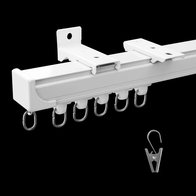 MaKefeile Curtain Tracks Ceiling Wall Mounted Heavy-Duty Curtains Rails Room Divider Curtain Track for Living Room Bedroom Room Shower Divider White 3ft To 12 ft