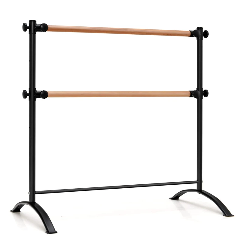 GYMAX 4 FT Double Ballet Barre with 4-position Adjustable Heights
