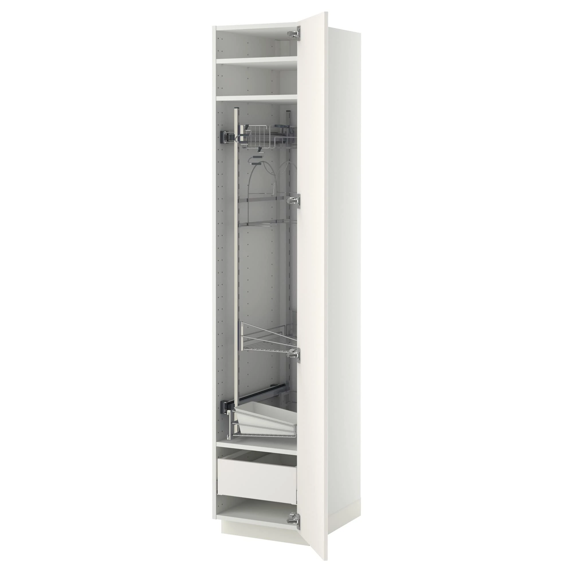 IKEA METOD/MAXIMERA high Cabinet with Cleaning Interior, 40x60x200 cm, White/Veddinge White