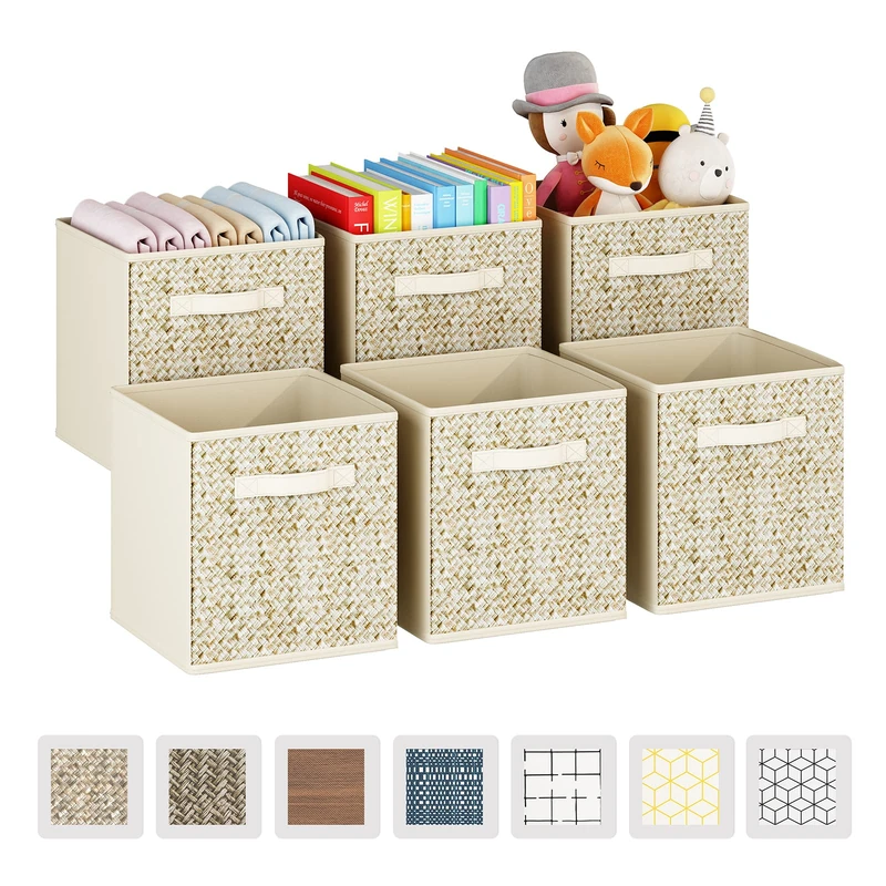 Wisdom Star 6 Pack Fabric Storage Cubes with Handle, Foldable 13x13x15 Inch Cube Storage Bins, Storage Baskets for Shelves, Storage Boxes for Organizing Closet Bins