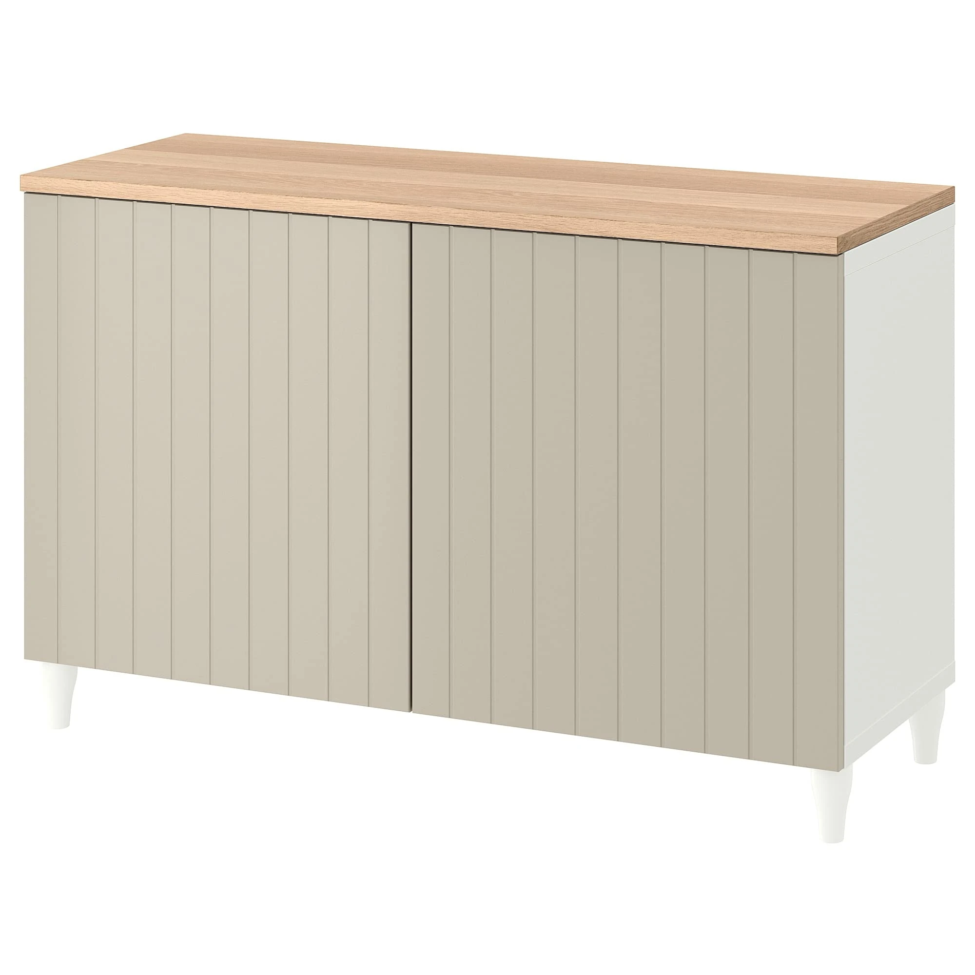 IKEA BESTÅ Storage Combination with Doors, 120x42x76 cm, White/Sutterviken/Kabbarp Grey-Beige