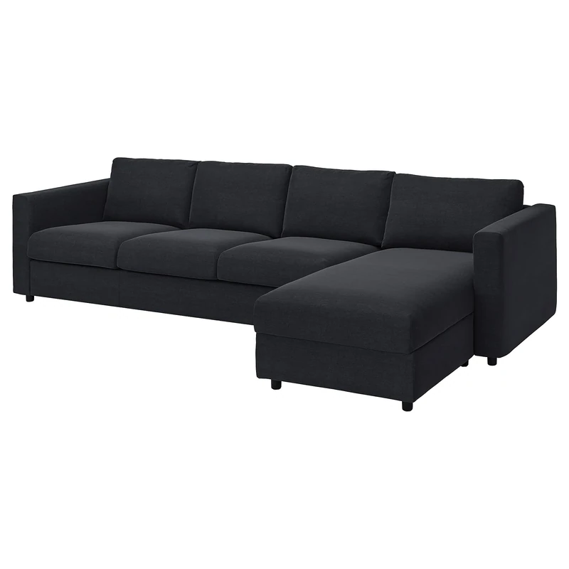 IKEA VIMLE 4-seat Sofa with Chaise Longue, Saxemara Black-Blue