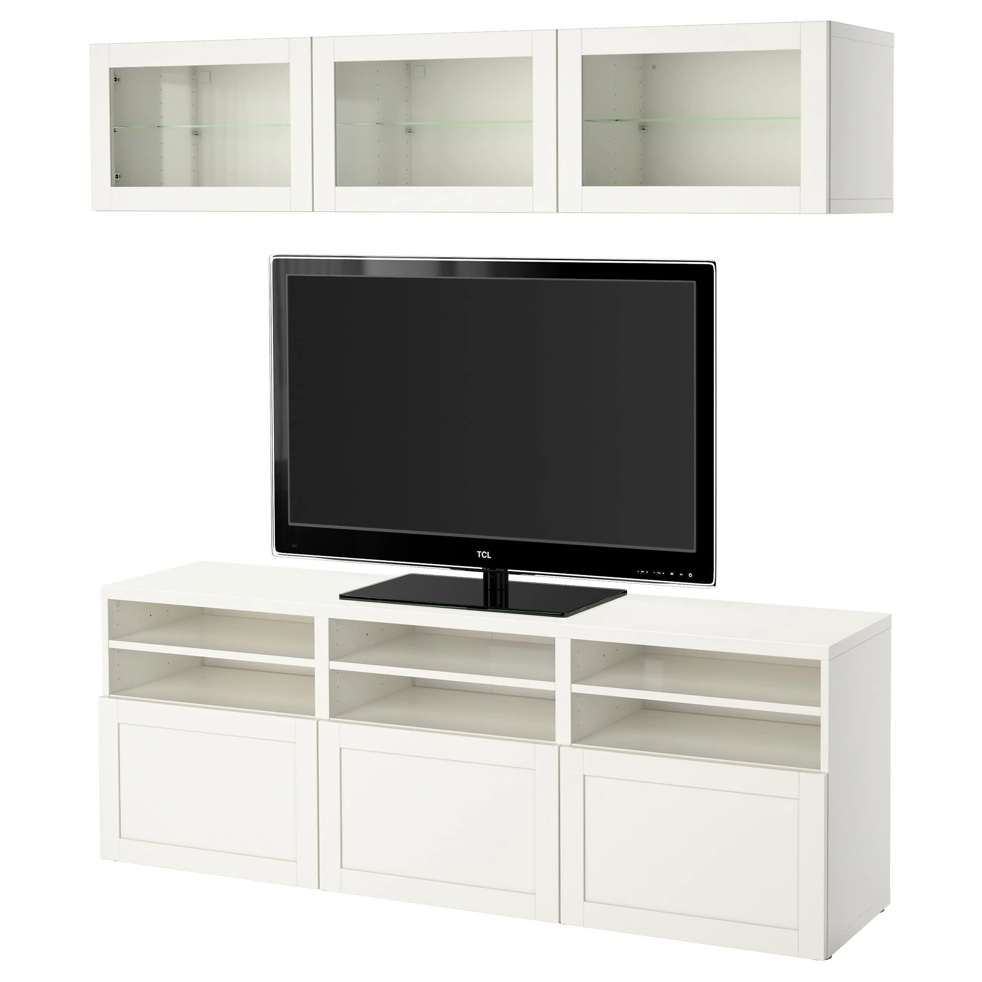 IKEA BESTÅ TV Storage Combination/Glass Doors, 180x42x192 cm, White/Hanviken White Clear Glass