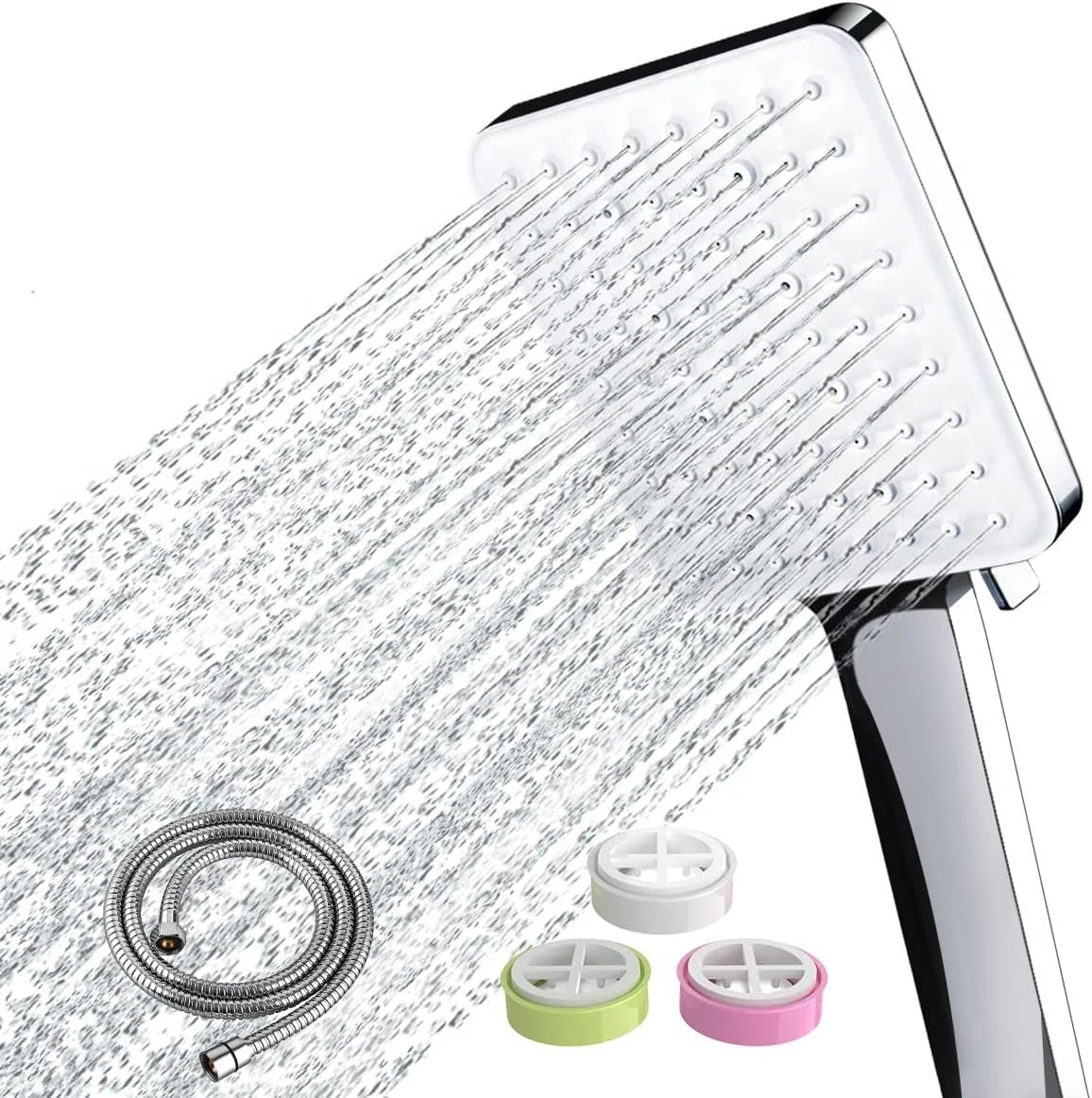 Shower Head and Hose, Newentor High Pressure Shower Heads with Hose Set 1.5m, Universal Universal Water Saving Large Shower Head with Flow Restrcitors