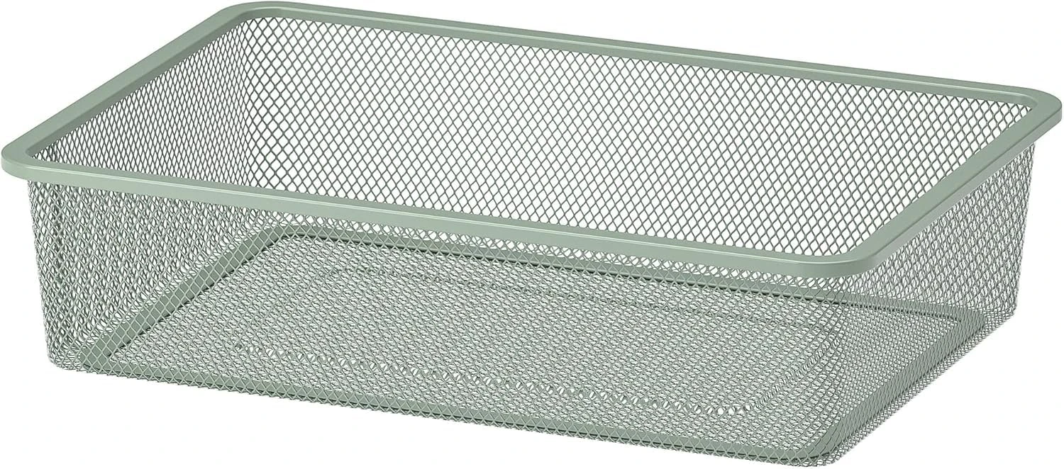 Ikea TROFAST mesh storage box, 42x30x10 cm, light green-grey