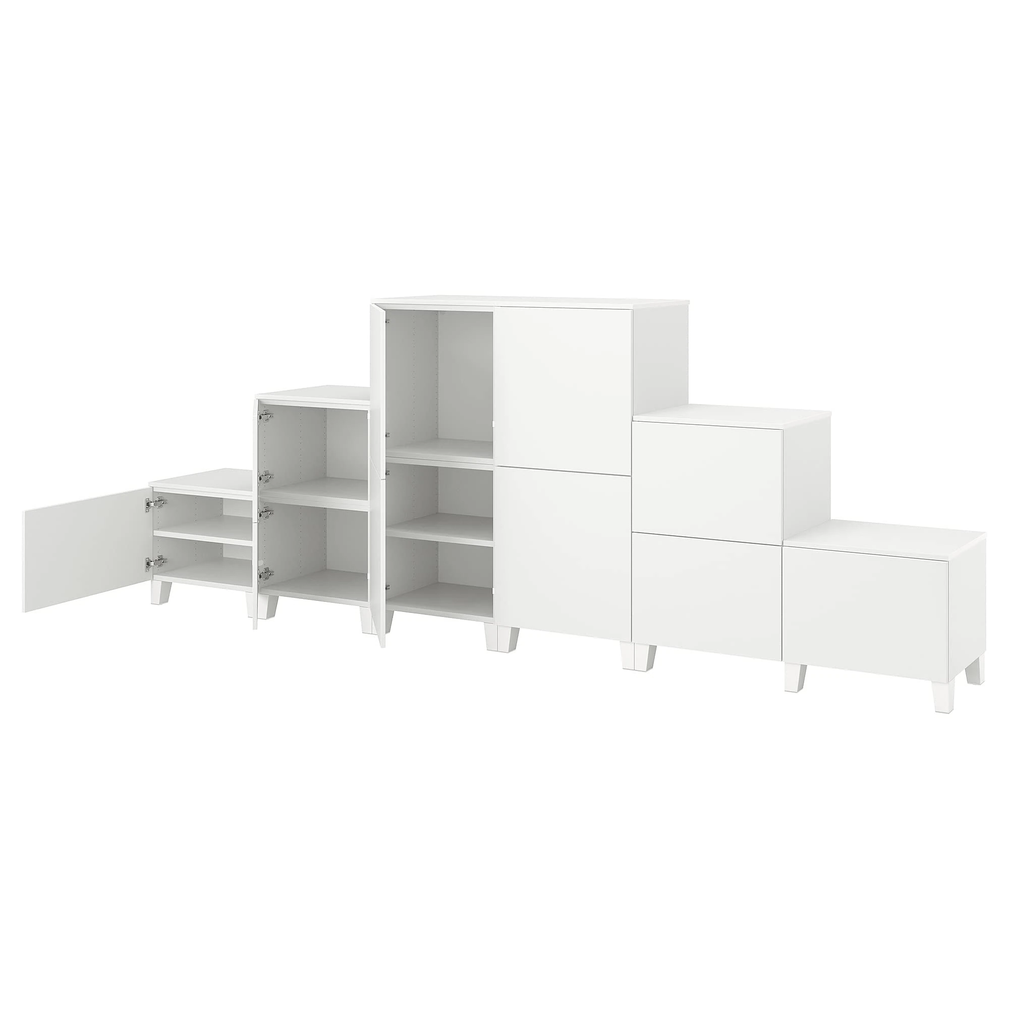 IKEA PLATSA Wardrobe w 10 Doors, 360x42x133 cm, White-White